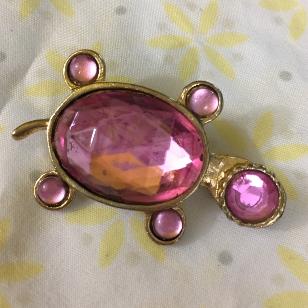 3/$20 Pink and Gold Turtle Brooch